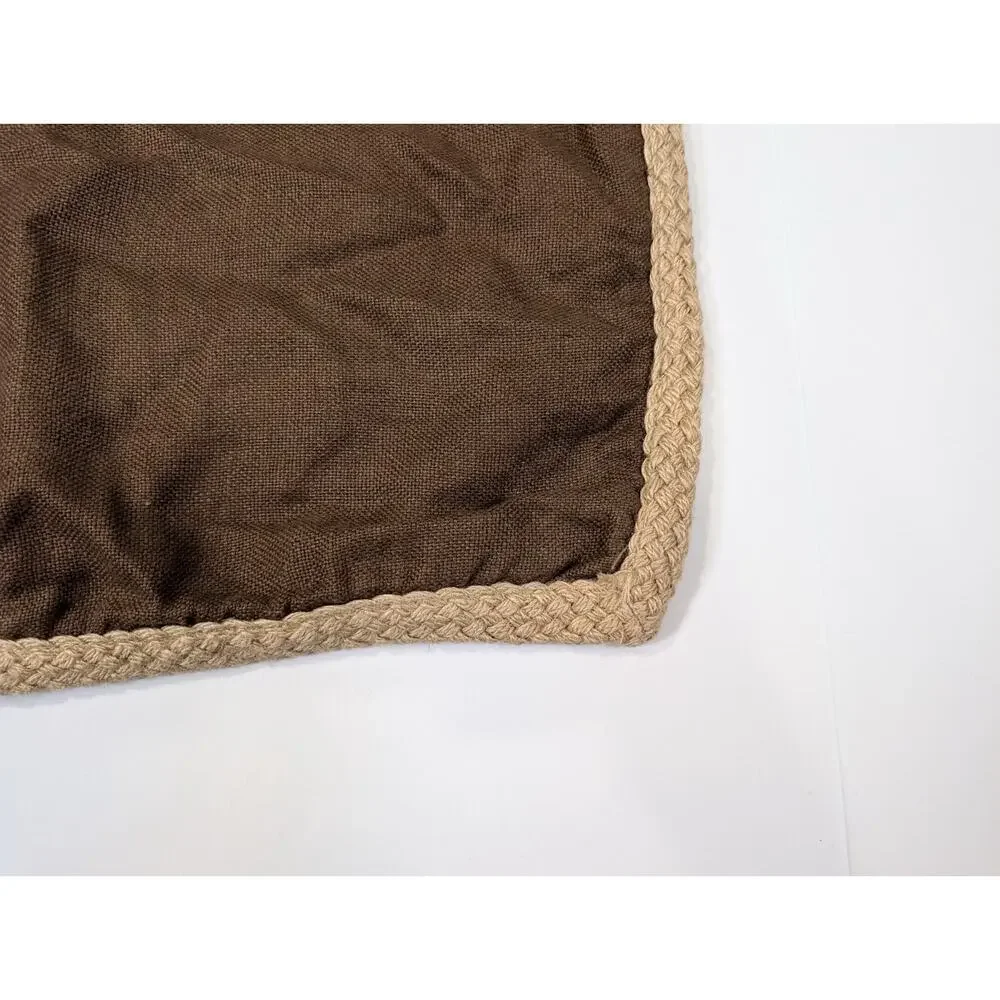 Pottery Barn Pillow Cover Brown Linen Tan Jute Trim 20 x 20 Throw Accent